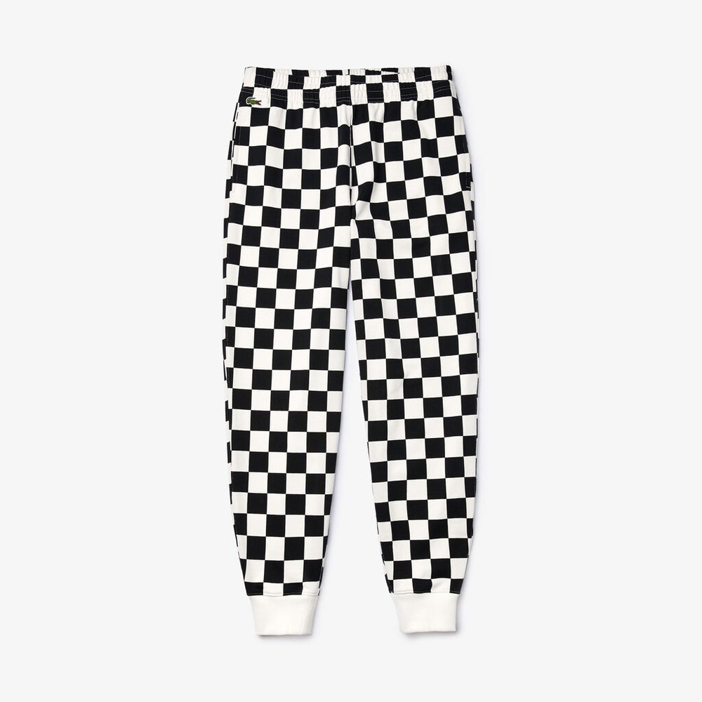 Mens/Womens Unisex LIVE Check Fleece Tracksuit Pants | Lacoste White / Black • 8Lp