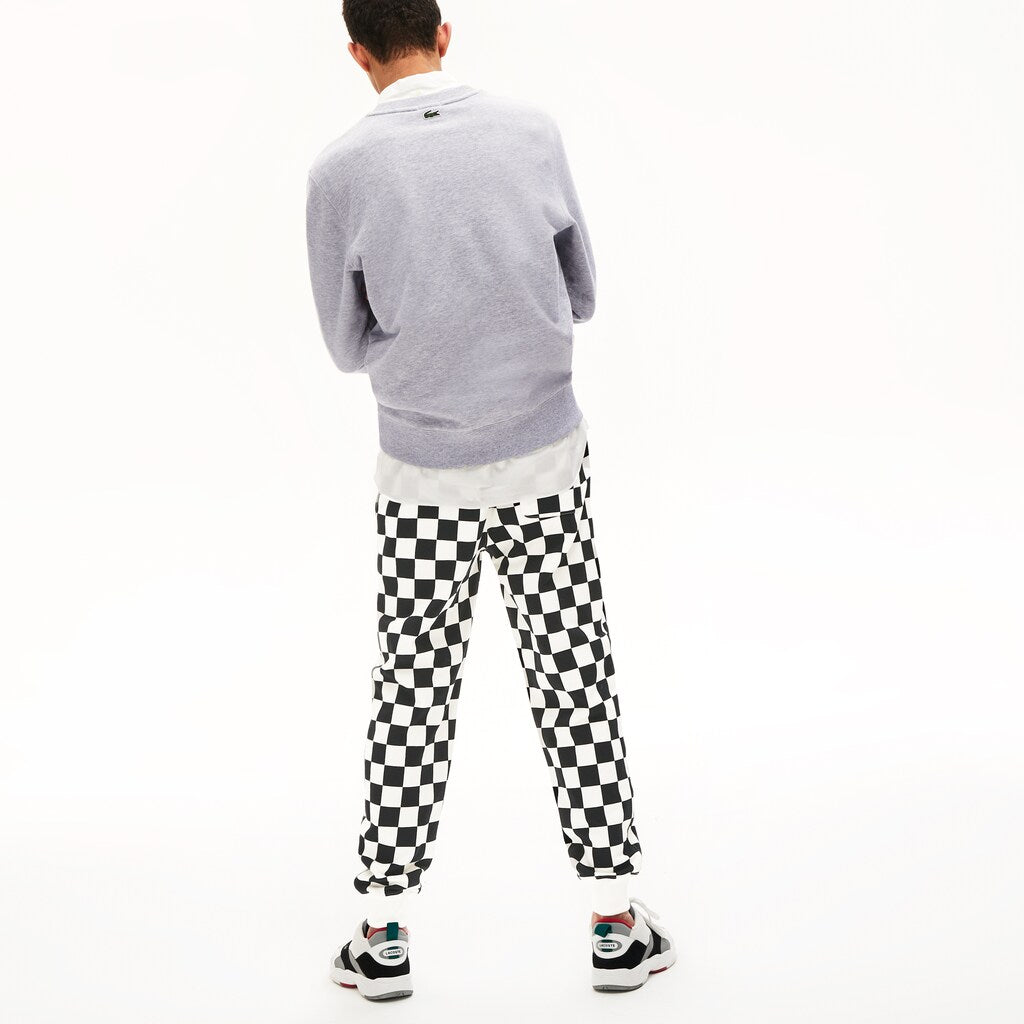 Mens/Womens Unisex LIVE Check Fleece Tracksuit Pants | Lacoste White / Black • 8Lp