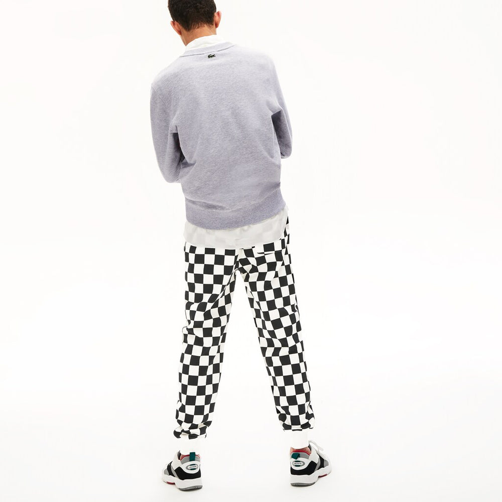 Mens/Womens Unisex LIVE Check Fleece Tracksuit Pants | Lacoste White / Black • 8Lp