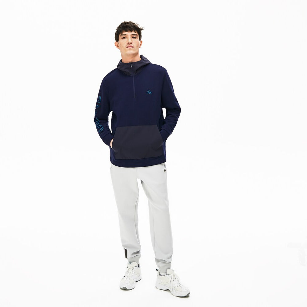 Mens   Hooded Color-Block Zip Up Sweatshirt | Lacoste Navy Blue / Dark Grey • Lr7