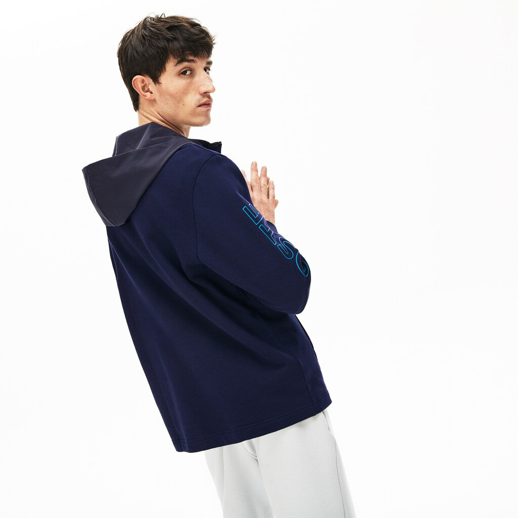 Mens   Hooded Color-Block Zip Up Sweatshirt | Lacoste Navy Blue / Dark Grey • Lr7