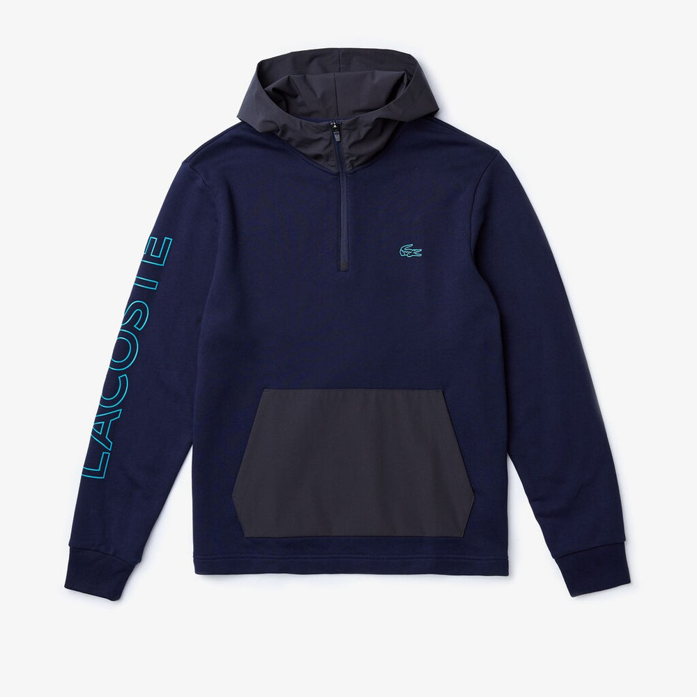 Mens   Hooded Color-Block Zip Up Sweatshirt | Lacoste Navy Blue / Dark Grey • Lr7
