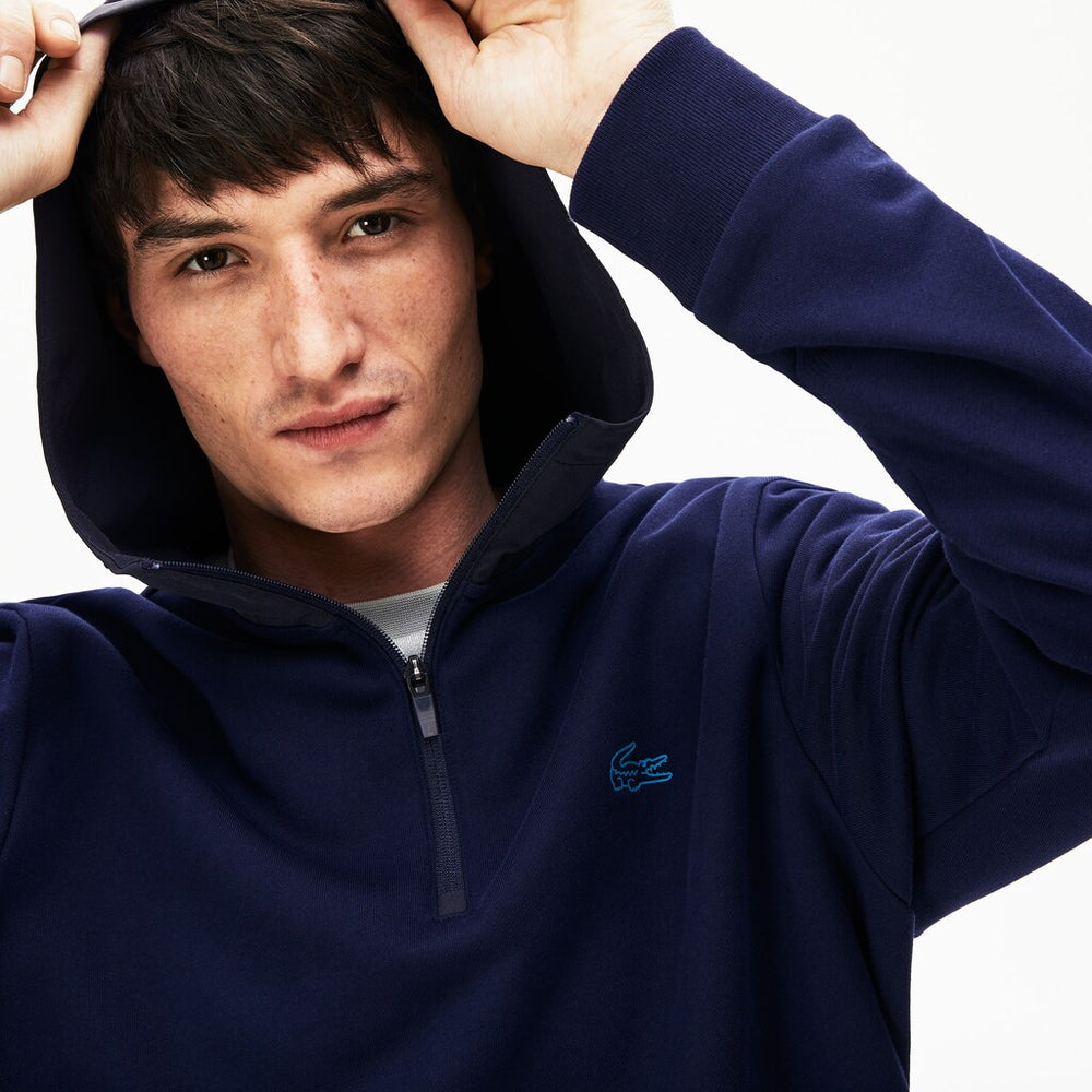 Mens   Hooded Color-Block Zip Up Sweatshirt | Lacoste Navy Blue / Dark Grey • Lr7