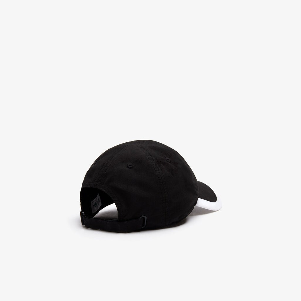 Mens   SPORT Contrast Border Lightweight Cap | Lacoste Black / White • 258