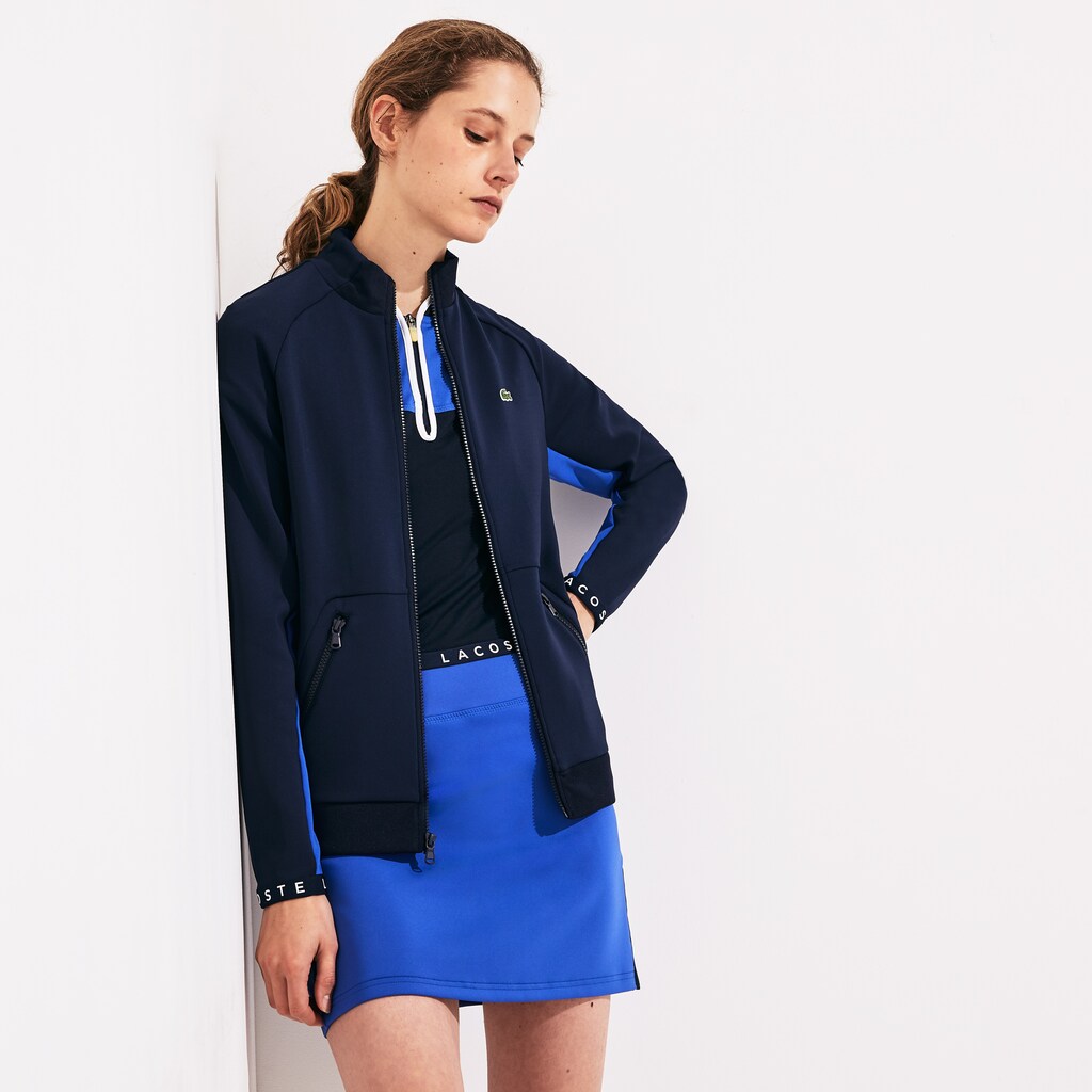 Womens Wo  SPORT Lightweight Neoprene Tennis Zip-Up | Lacoste Navy Blue / Blue / Navy Blue / White • Xvz