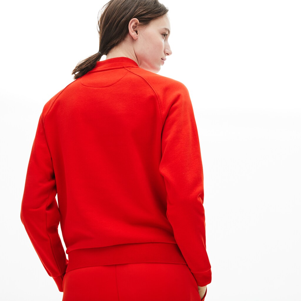 Womens Wo  Printed Fleece Sweatshirt | Lacoste Red / Navy Blue • Bqs
