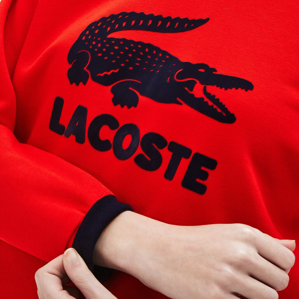 Womens Wo  Printed Fleece Sweatshirt | Lacoste Red / Navy Blue • Bqs