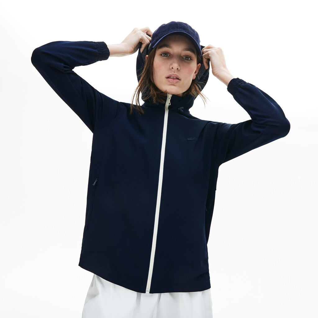 Womens Wo  Hooded Zip-Up Sweatshirt | Lacoste Black/White • Hhw
