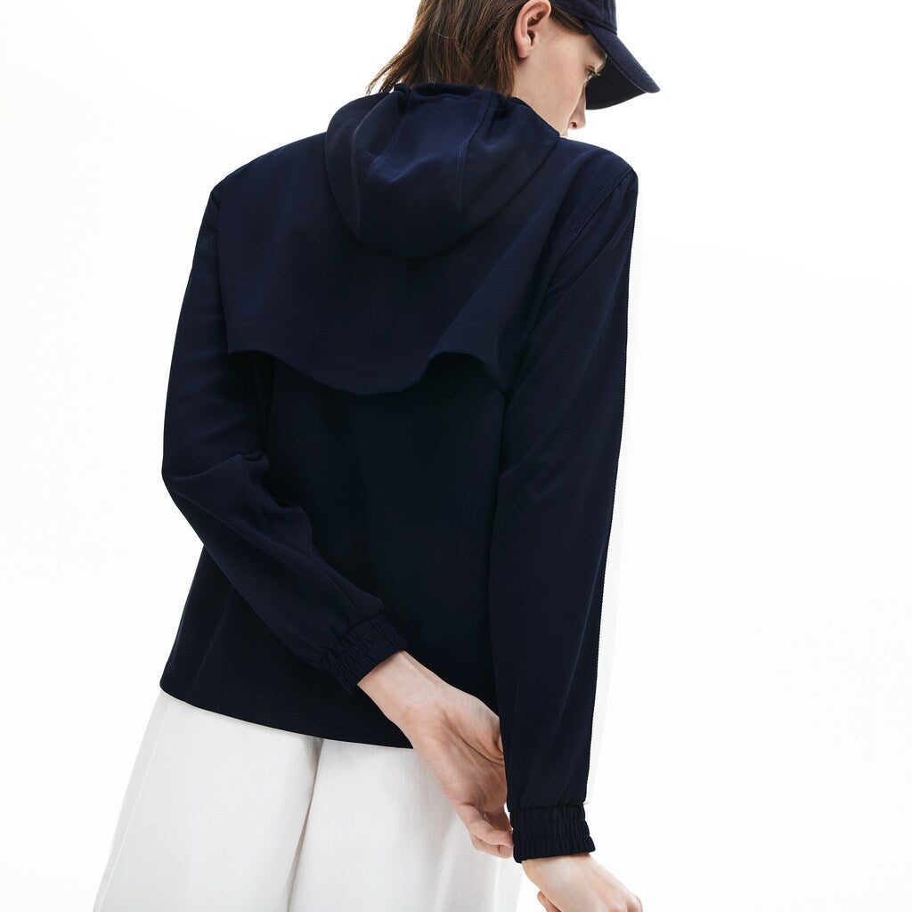 Womens Wo  Hooded Zip-Up Sweatshirt | Lacoste Black/White • Hhw