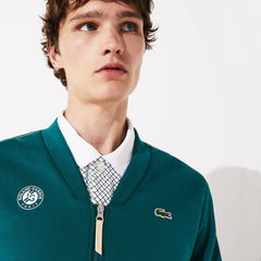 Mens   SPORT Roland Garros V-Neck Zip Sweatshirt | Lacoste Green / White / Red • Ym6