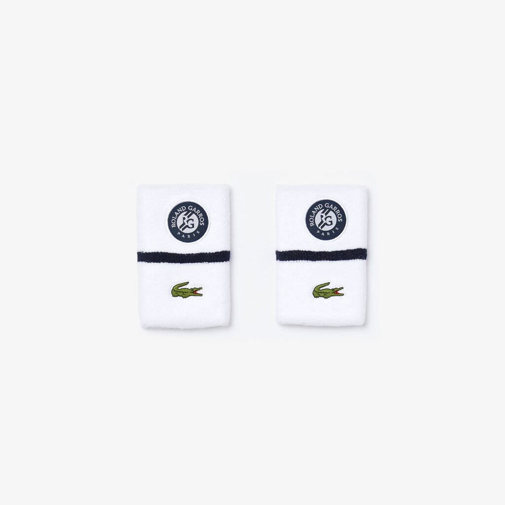 Mens   SPORT Roland Garros Wristbands | Lacoste White / Navy Blue / White • Du9