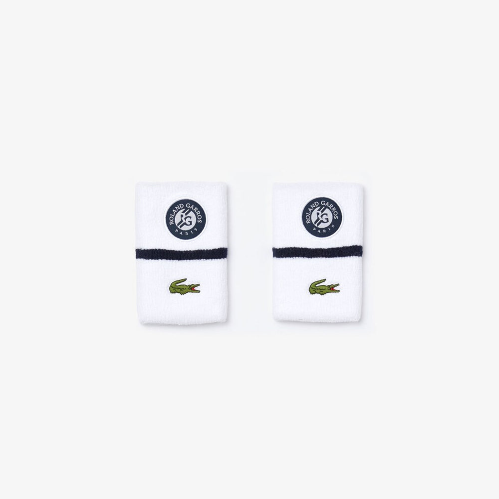 Mens   SPORT Roland Garros Wristbands | Lacoste White / Navy Blue / White • Du9