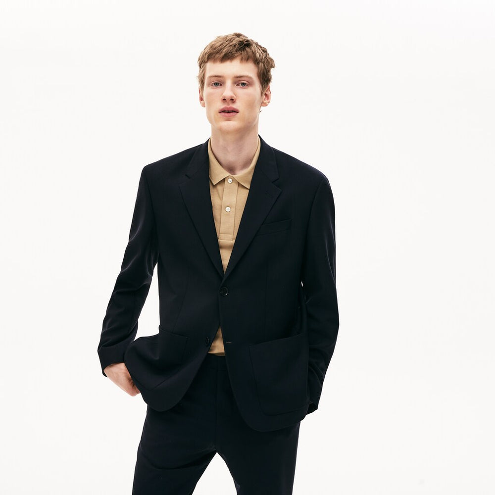 Mens   Straight-Cut Wool Jacket | Lacoste Navy Blue • Mxq