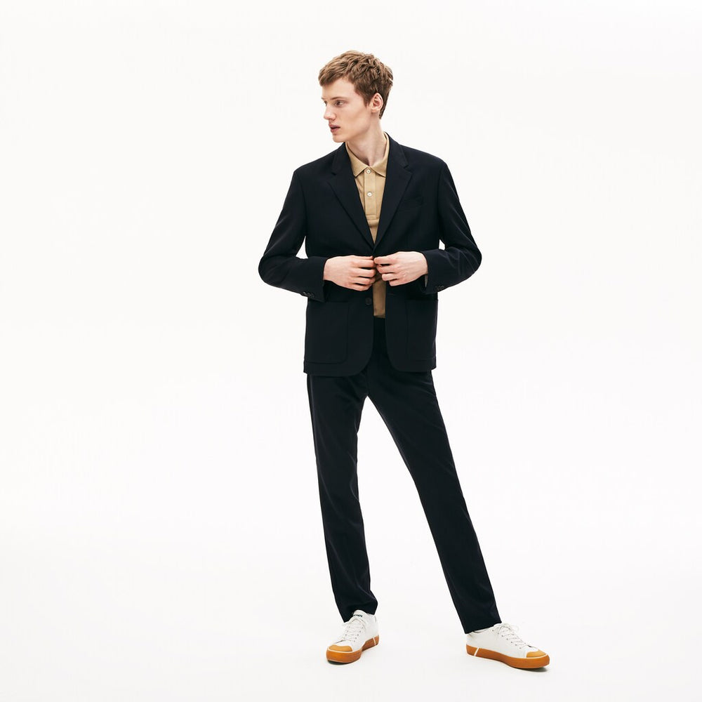 Mens   Straight-Cut Wool Jacket | Lacoste Navy Blue • Mxq
