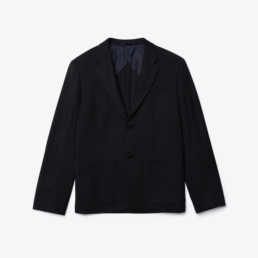 Mens   Straight-Cut Wool Jacket | Lacoste Navy Blue • Mxq