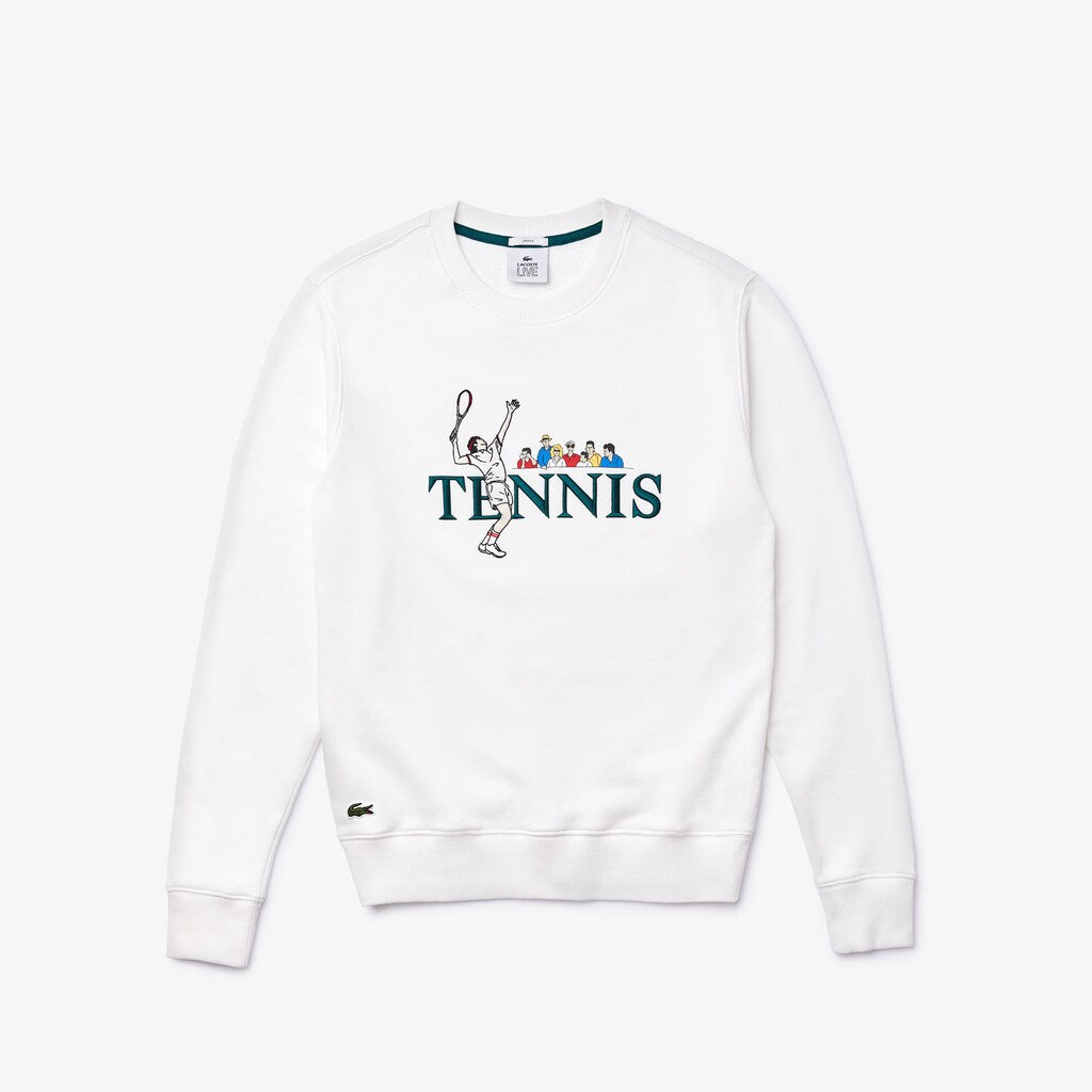 Mens/Womens Unisex LIVE Embroidered Tennis Sweatshirt | Lacoste White • 2Cq