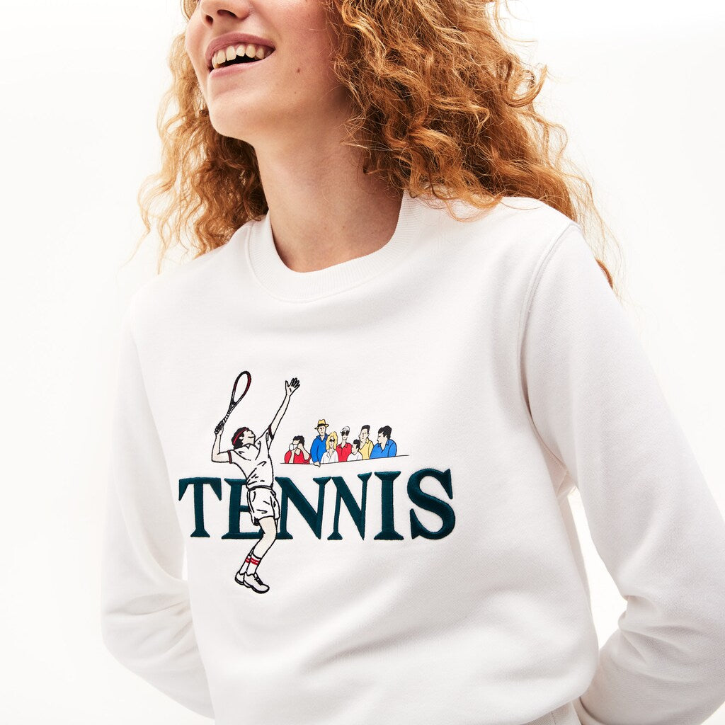 Mens/Womens Unisex LIVE Embroidered Tennis Sweatshirt | Lacoste White • 2Cq