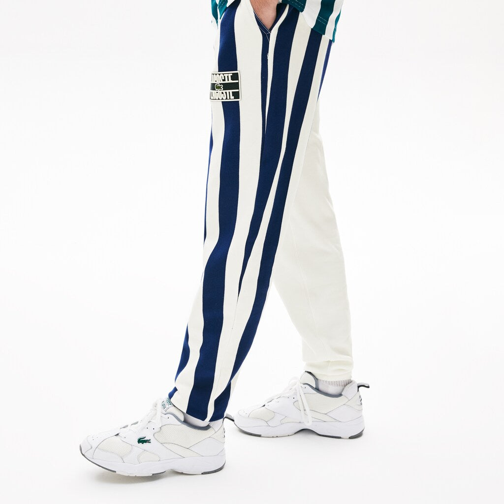 Mens   LIVE Bicolor Fleece Tracksuit Pants | Lacoste White / Navy Blue / White • L1K