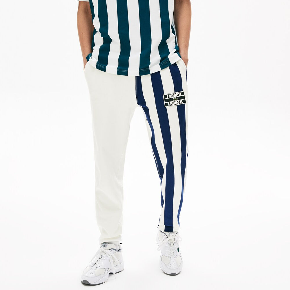 Mens   LIVE Bicolor Fleece Tracksuit Pants | Lacoste White / Navy Blue / White • L1K