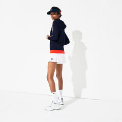 Womens Wo  SPORT Roland Garros Hooded Zip-Up Jacket | Lacoste Navy Blue / White / Red / Green • Yme