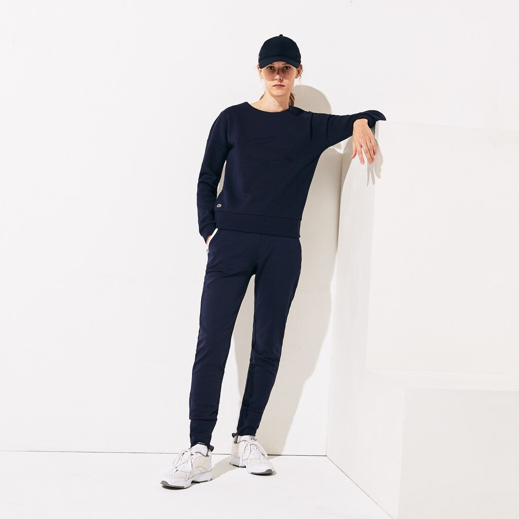 Womens Wo  SPORT Oversize Croc Cotton-Blend Sweatshirt | Lacoste Navy Blue • 166