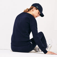 Womens Wo  SPORT Oversize Croc Cotton-Blend Sweatshirt | Lacoste Navy Blue • 166