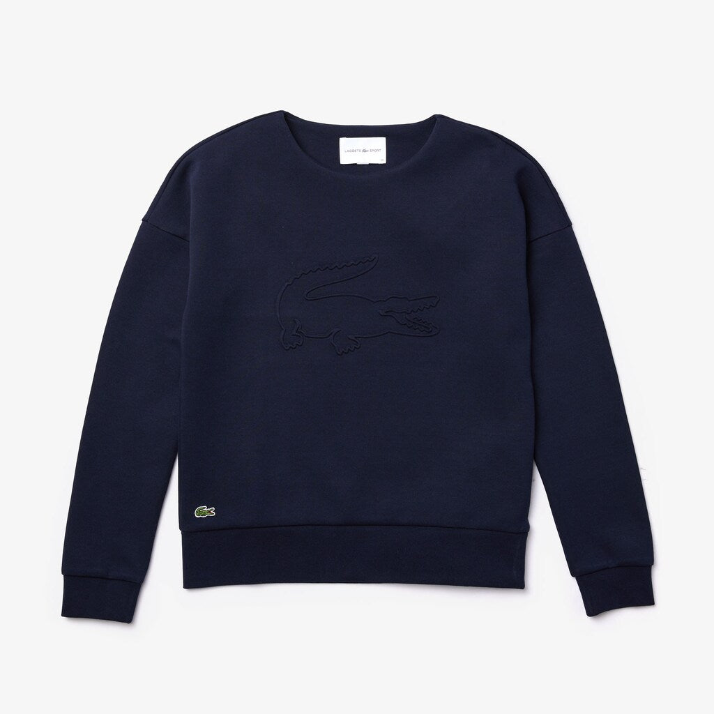 Womens Wo  SPORT Oversize Croc Cotton-Blend Sweatshirt | Lacoste Navy Blue • 166