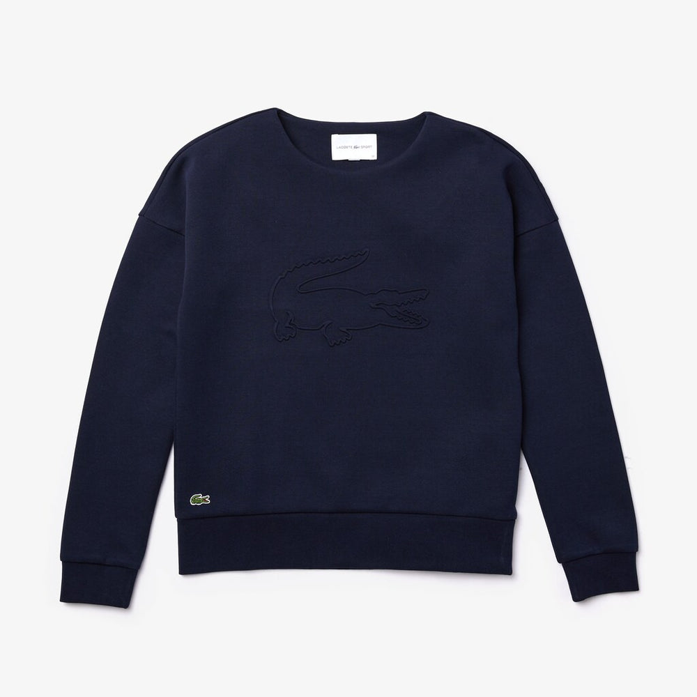 Womens Wo  SPORT Oversize Croc Cotton-Blend Sweatshirt | Lacoste Navy Blue • 166
