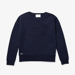 Womens Wo  SPORT Oversize Croc Cotton-Blend Sweatshirt | Lacoste Navy Blue • 166