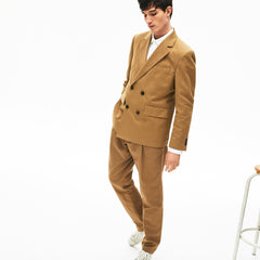 Mens   Cotton-Linen Double-Breasted Jacket | Lacoste Brown • Z0W