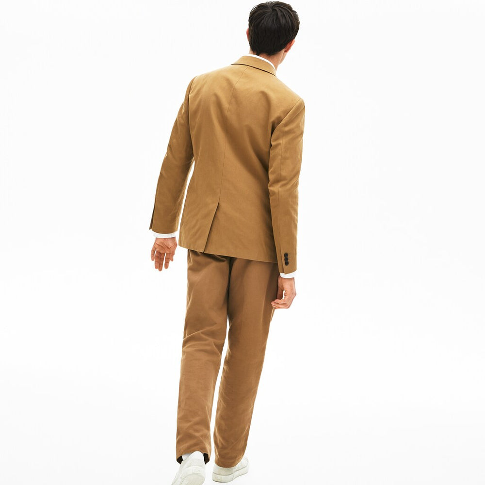 Mens   Cotton-Linen Double-Breasted Jacket | Lacoste Brown • Z0W