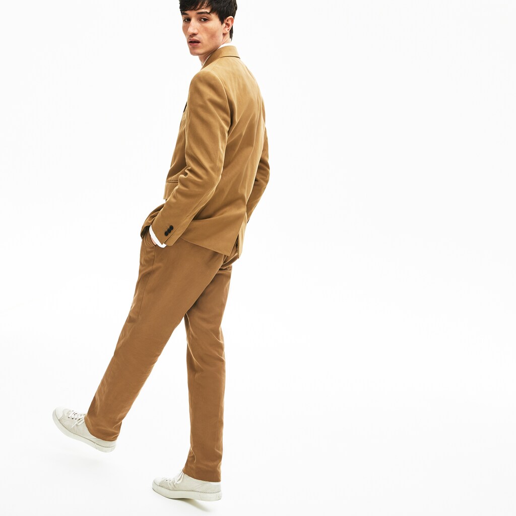 Mens   Cotton-Linen Double-Breasted Jacket | Lacoste Brown • Z0W