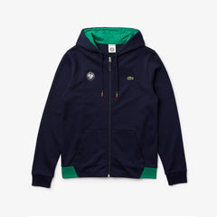 Mens   SPORT Roland Garros Hooded Zip-Up Sweatshirt | Lacoste Navy Blue / Green / White • Dg8