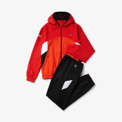 Mens   SPORT Hooded Colorblock Tracksuit | Lacoste Red / Black / White • Rrx