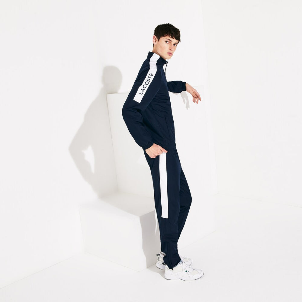 Mens   SPORT Stand-up Neck Colorblock Tracksuit | Lacoste Navy Blue / White / Navy Blue • Pwr