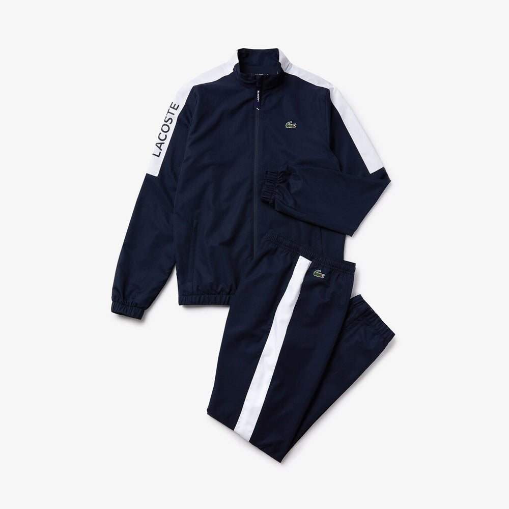 Mens   SPORT Stand-up Neck Colorblock Tracksuit | Lacoste Navy Blue / White / Navy Blue • Pwr
