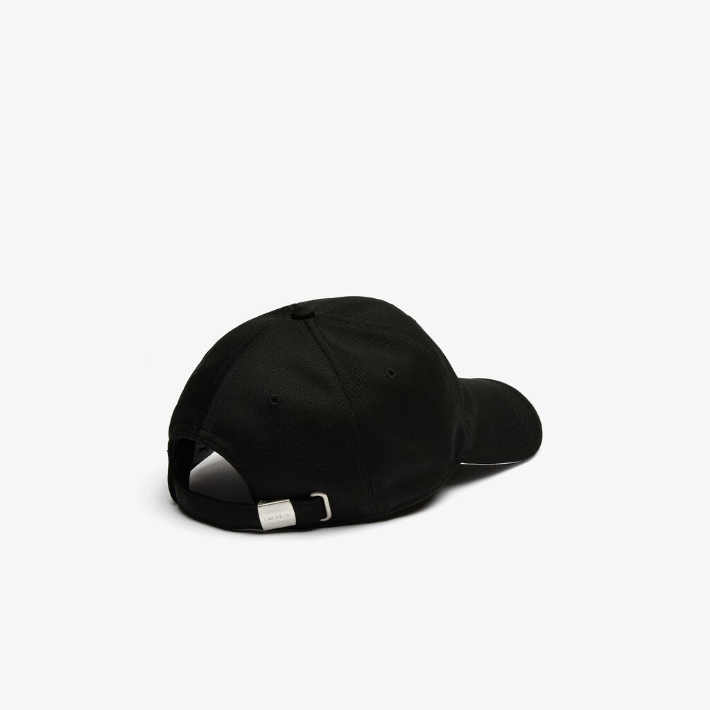 Mens   SPORT Breathable Piqué Golf Cap | Lacoste Black / White • 258