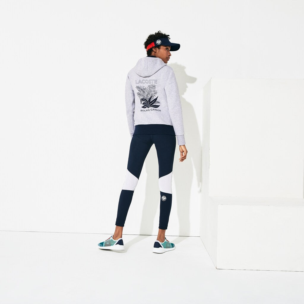 Womens Wo  SPORT Roland Garros Print Zip-Up Sweatshirt | Lacoste Grey Chine / Navy Blue • Mt2