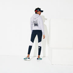 Womens Wo  SPORT Roland Garros Print Zip-Up Sweatshirt | Lacoste Grey Chine / Navy Blue • Mt2