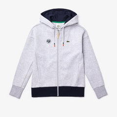 Womens Wo  SPORT Roland Garros Print Zip-Up Sweatshirt | Lacoste Grey Chine / Navy Blue • Mt2