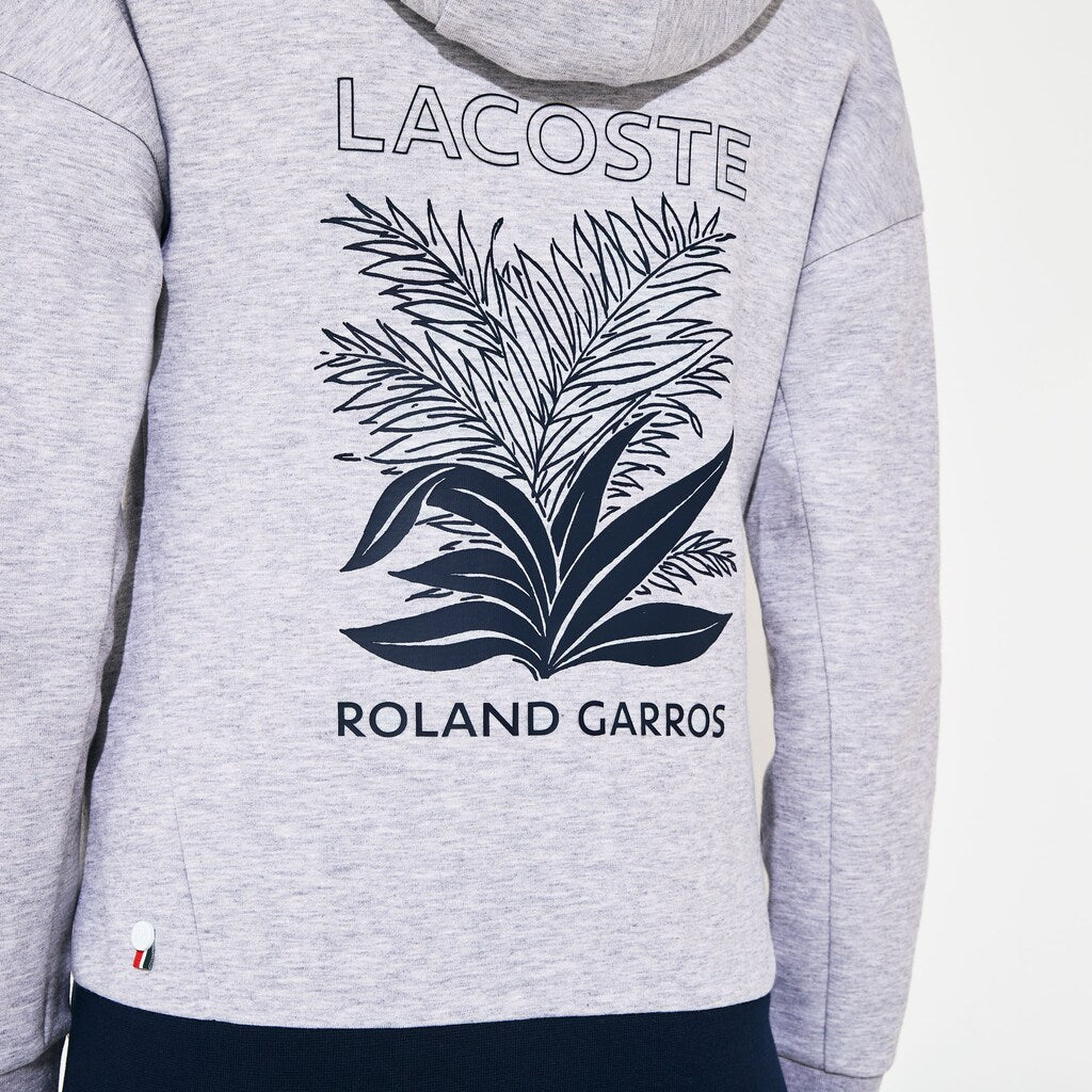 Womens Wo  SPORT Roland Garros Print Zip-Up Sweatshirt | Lacoste Grey Chine / Navy Blue • Mt2