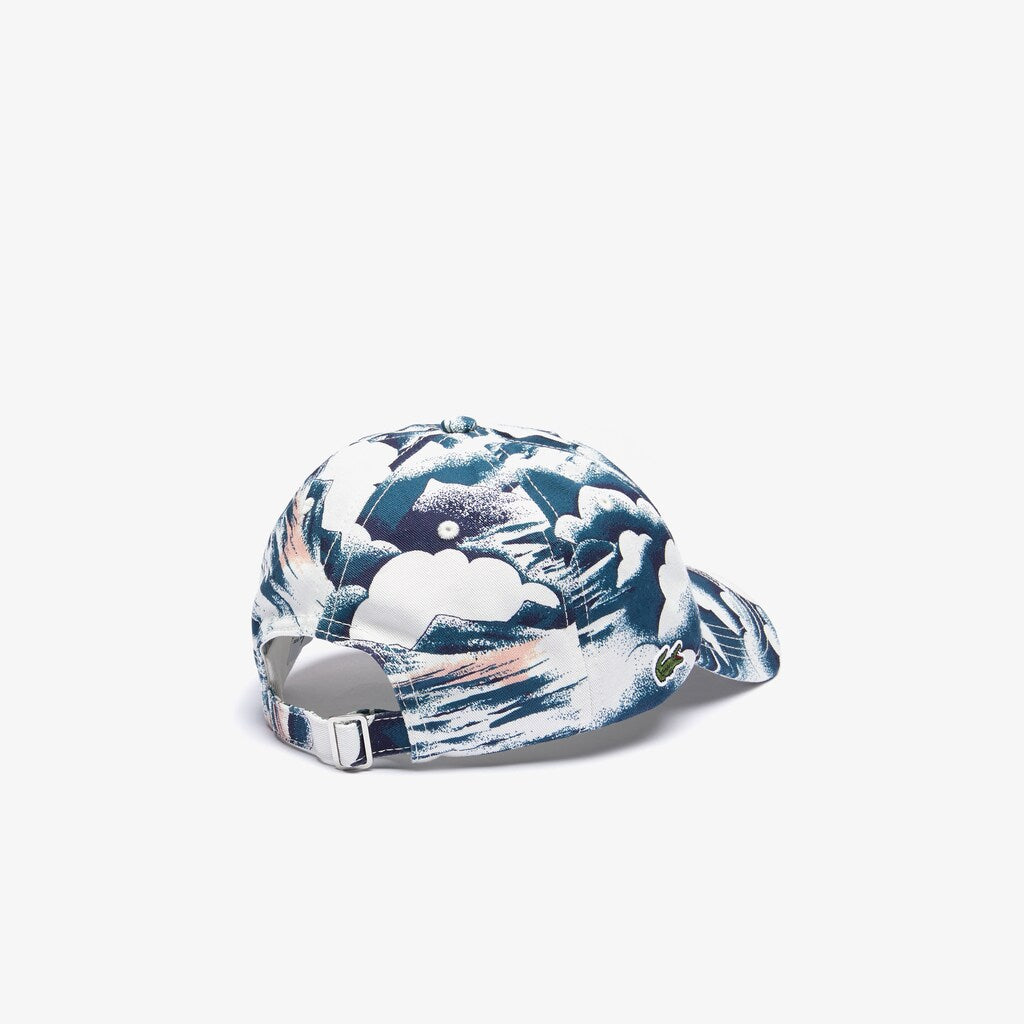 Mens   Printed Cotton Cap | Lacoste Blue / Light Pink / White • Ruf