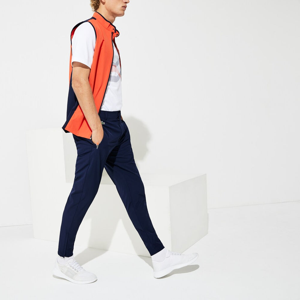 Mens   SPORT Stretch Golf Track Pants | Lacoste Navy Blue / White / Red • Xvv