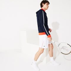 Mens   SPORT Roland Garros Hooded Zip-Up Jacket | Lacoste Navy Blue / White / Red / Green • Yme