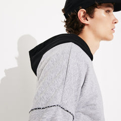 Mens   SPORT Contrast-Hood Fleece Sweatshirt | Lacoste Grey Chine / Black / Yellow / White • Yab