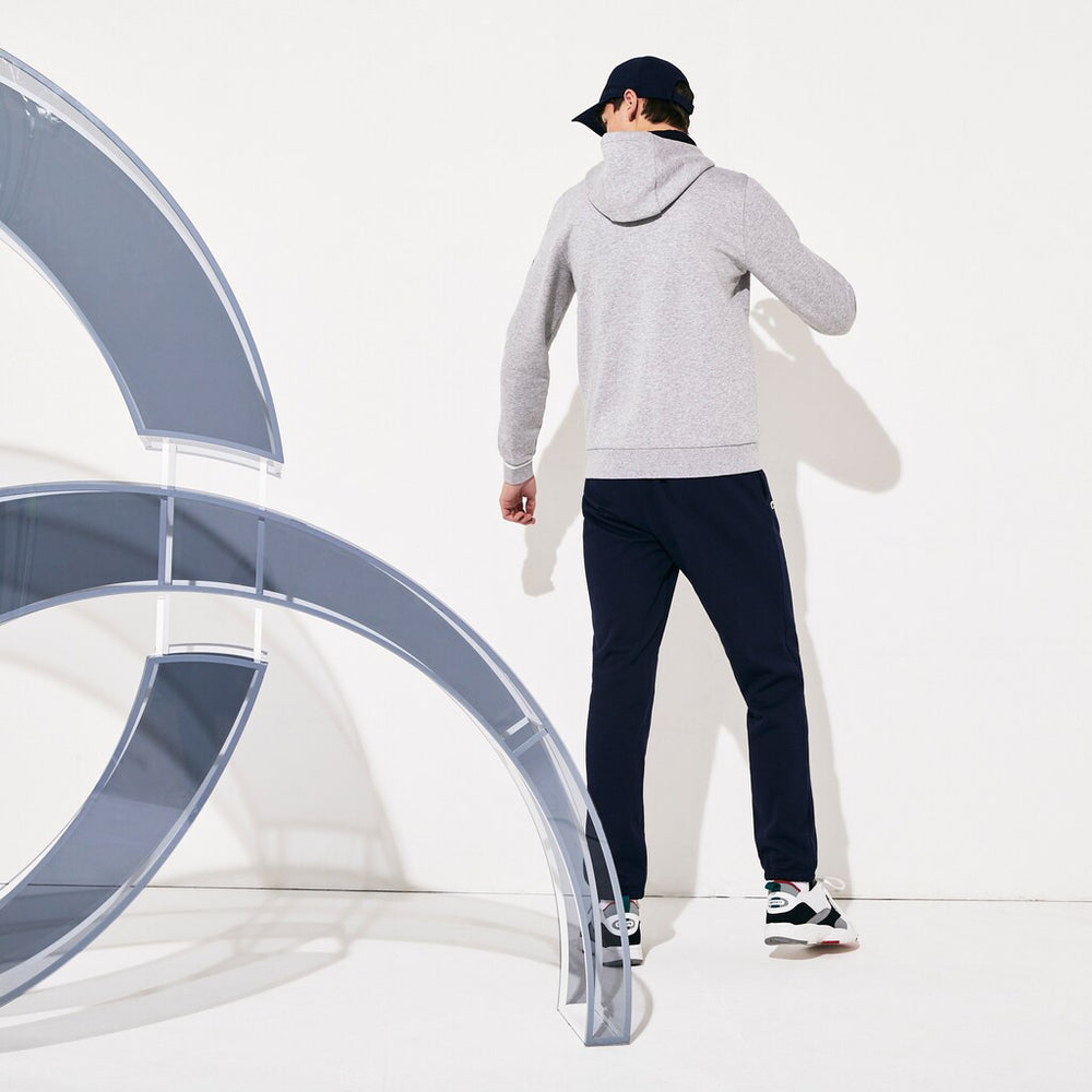 Mens   SPORT Novak Djokovic Zippered Hoody Sweatshirt | Lacoste Grey Chine / Navy Blue • 9Zu