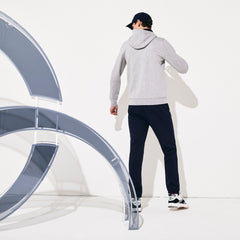 Mens   SPORT Novak Djokovic Zippered Hoody Sweatshirt | Lacoste Grey Chine / Navy Blue • 9Zu