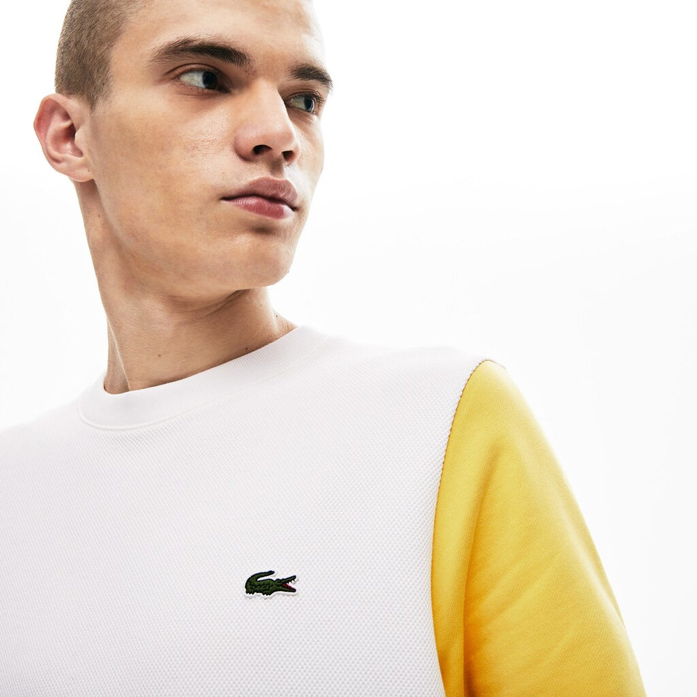 Mens   Regular Fit Colorblock French Terry Sweatshirt | Lacoste Navy Blue / White / Yellow • Sm6