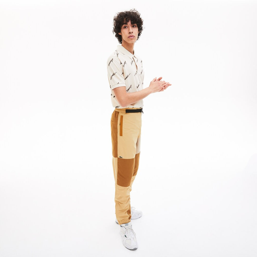 Mens   LIVE Two-Tone Track Pants | Lacoste Beige / Brown • Ug3