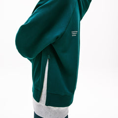 Mens   LIVE Hooded Layer Effect Fleece Sweatshirt | Lacoste Green / Grey Chine • Wd5